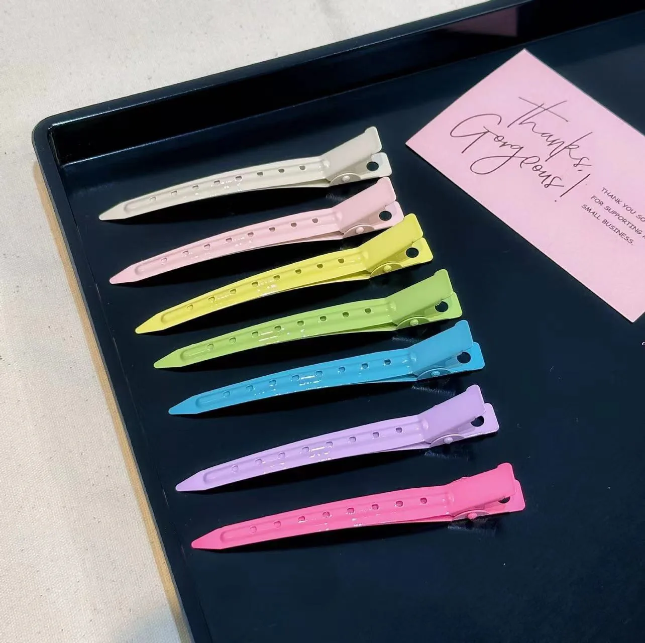 3.5 Inches Colorful Metal Alligator Curl No Crease Duck Bill Clips with Holes for Hair Styling