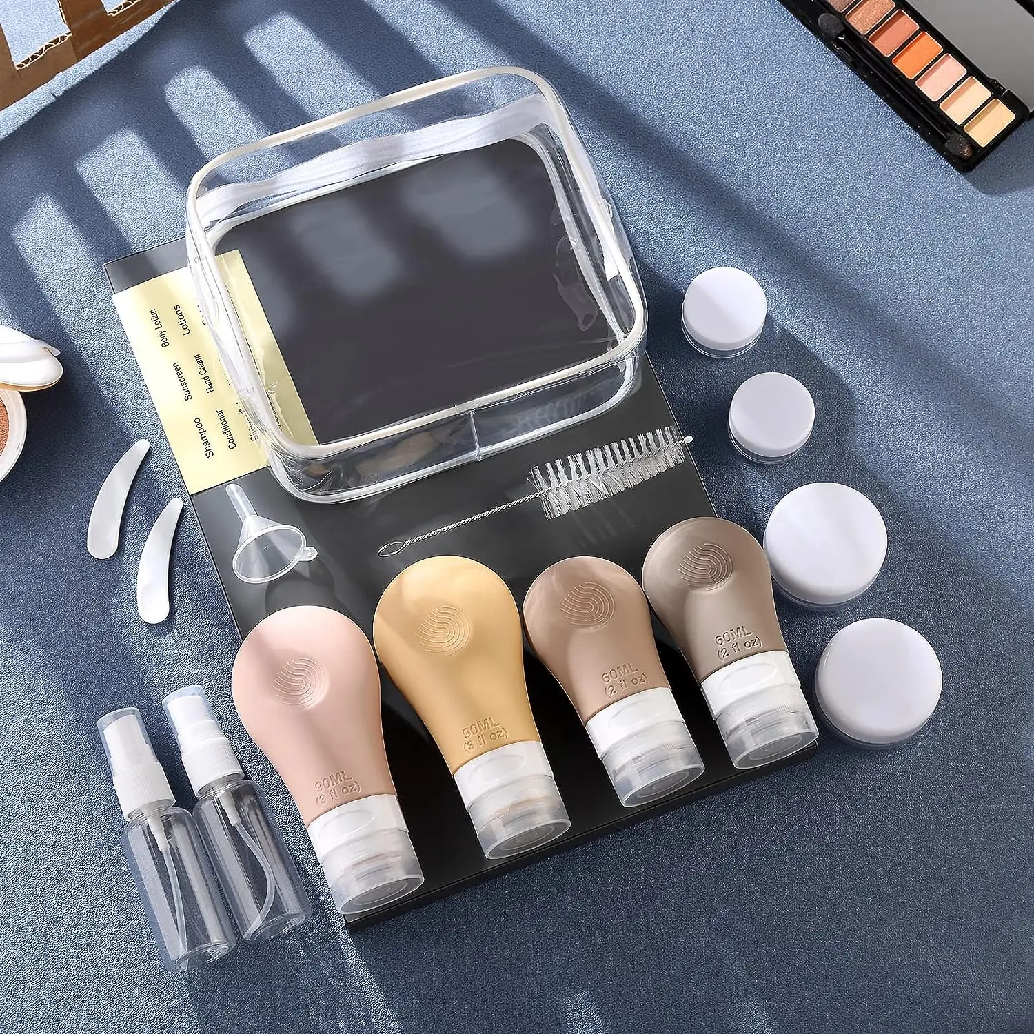 16 Pack TSA Travel Bottle Kit ,Leak Proof Makeup Container Travel Bottles ,Bathroom Accessory Set Travel Toiletry Pouch Bottle