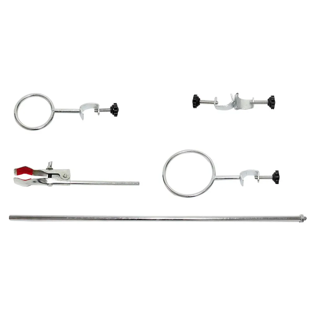 HAIJU LAB  Chemistry Laboratory Stand Set with Support Stand, 2 Retort Rings, Rod and Flask Clamp