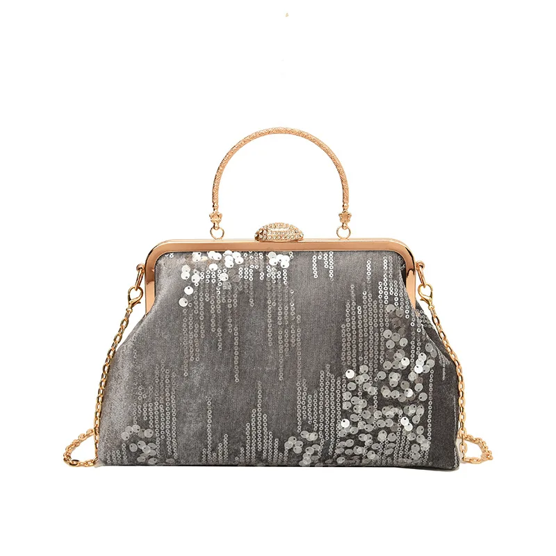 Women New Design Sequins Dinner Clutch Handbag Fashion Shell Shaped Crossbody Bag Ladies Luxury Party Evening Bag