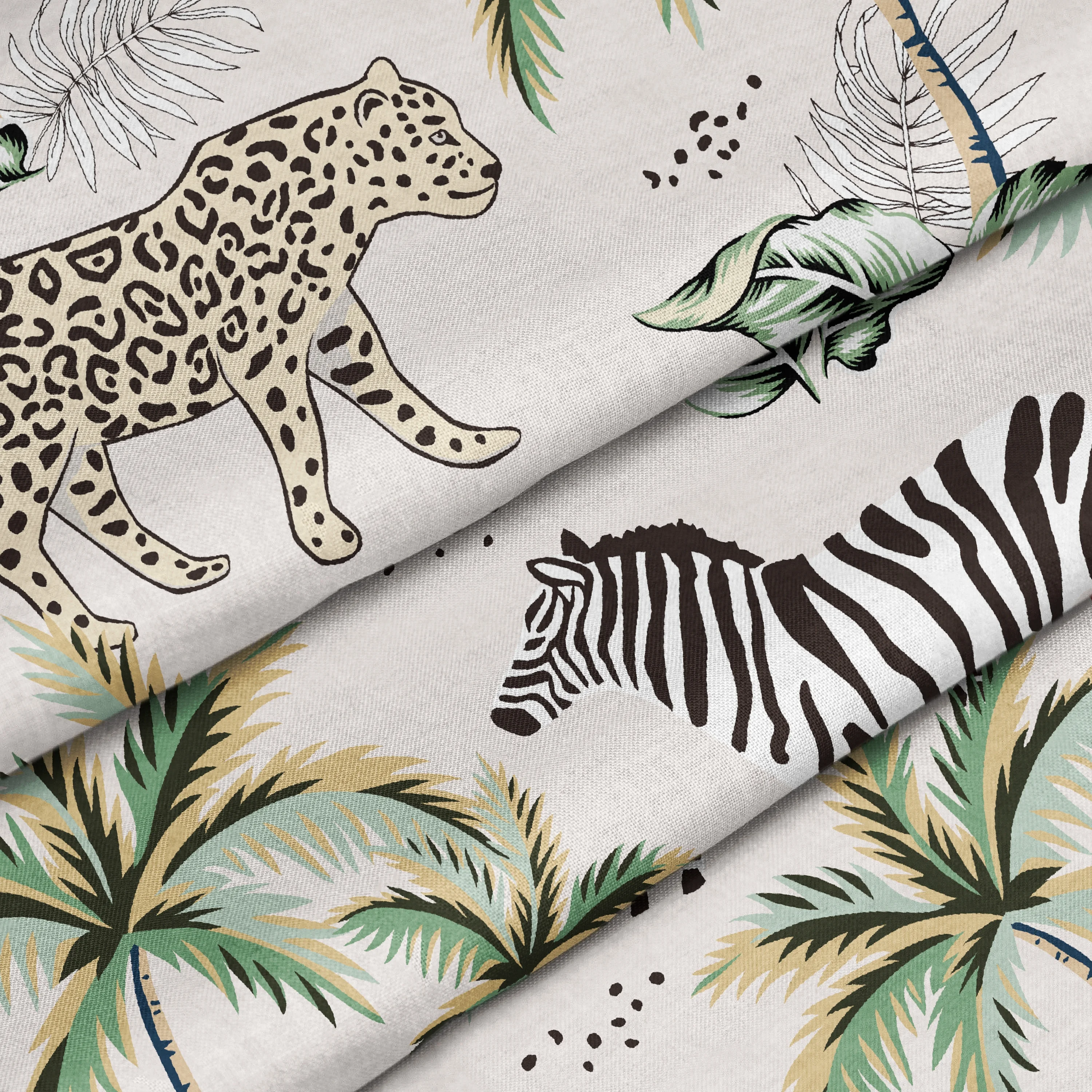 100% Cotton Tropical Design Coconut Palm Tree Leopard Digital Print Cotton Animal Print Fabric