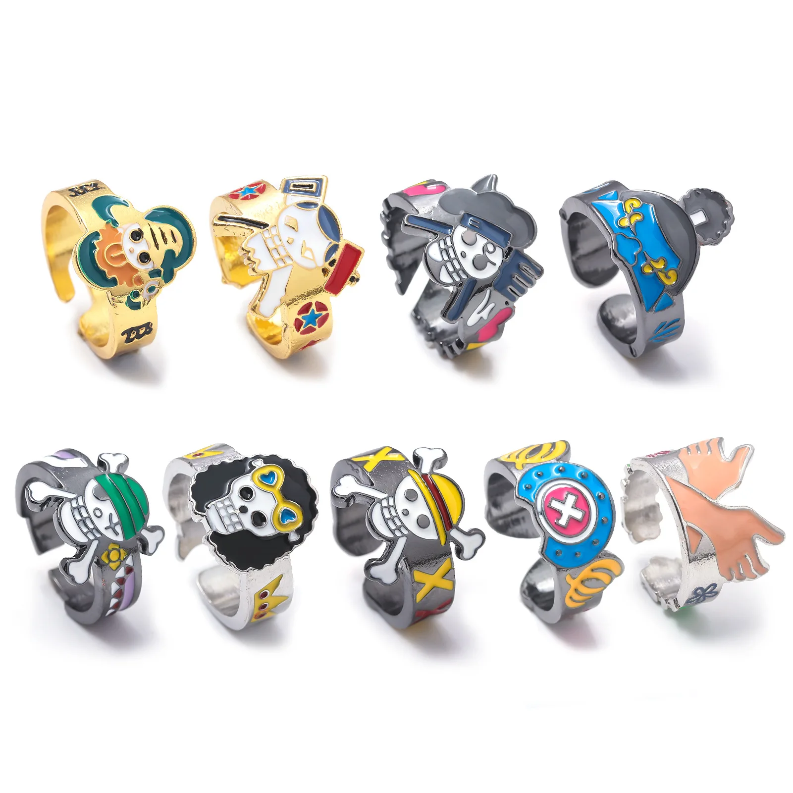 Anime Cosplay Ring Straw Hat Luffy Zoro Sanji Nami Chopper One Pieces Metal Ring