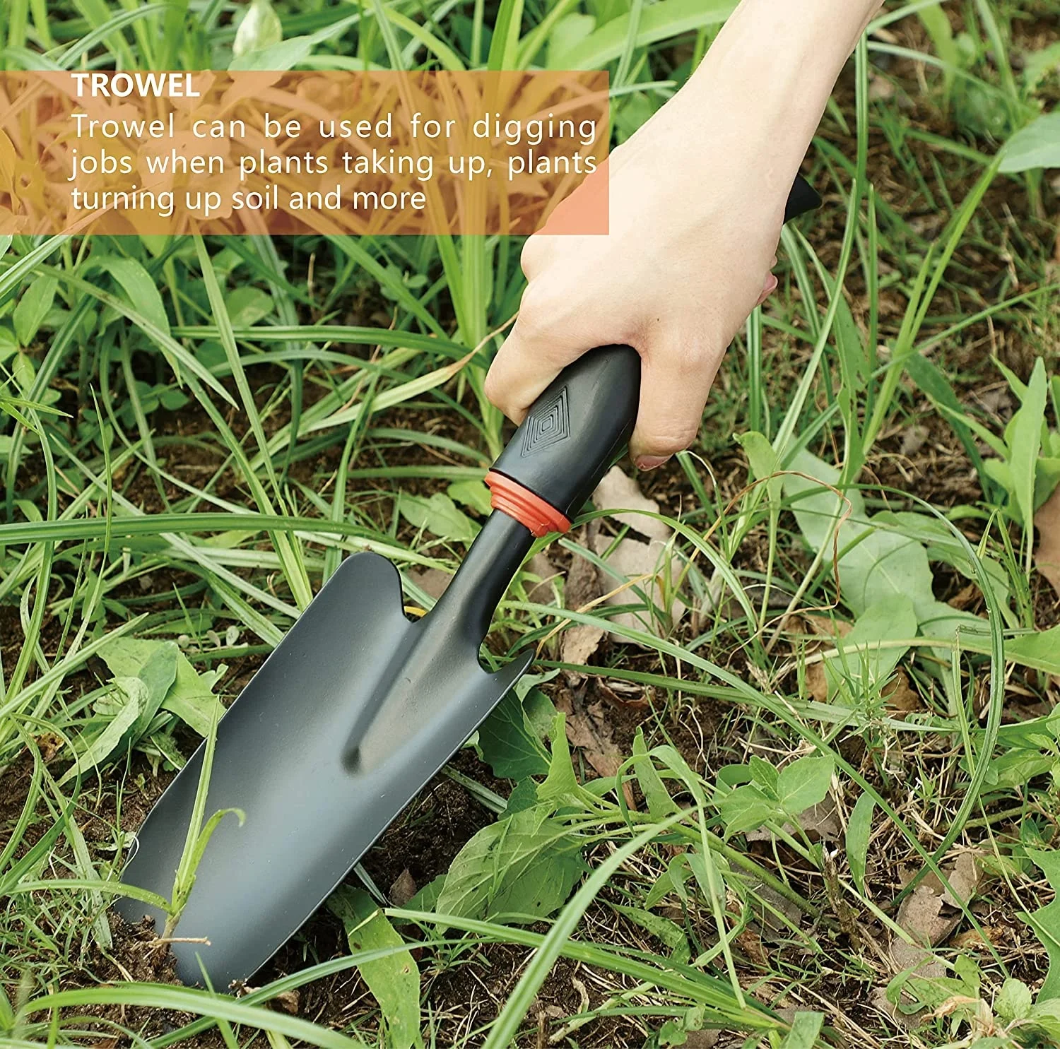 3 Piece Metal Heavy Duty Gardening Tool Set Including Hand Trowel Weeder and Hand Rake with Soft Rubberized Non-Slip Ergonomic