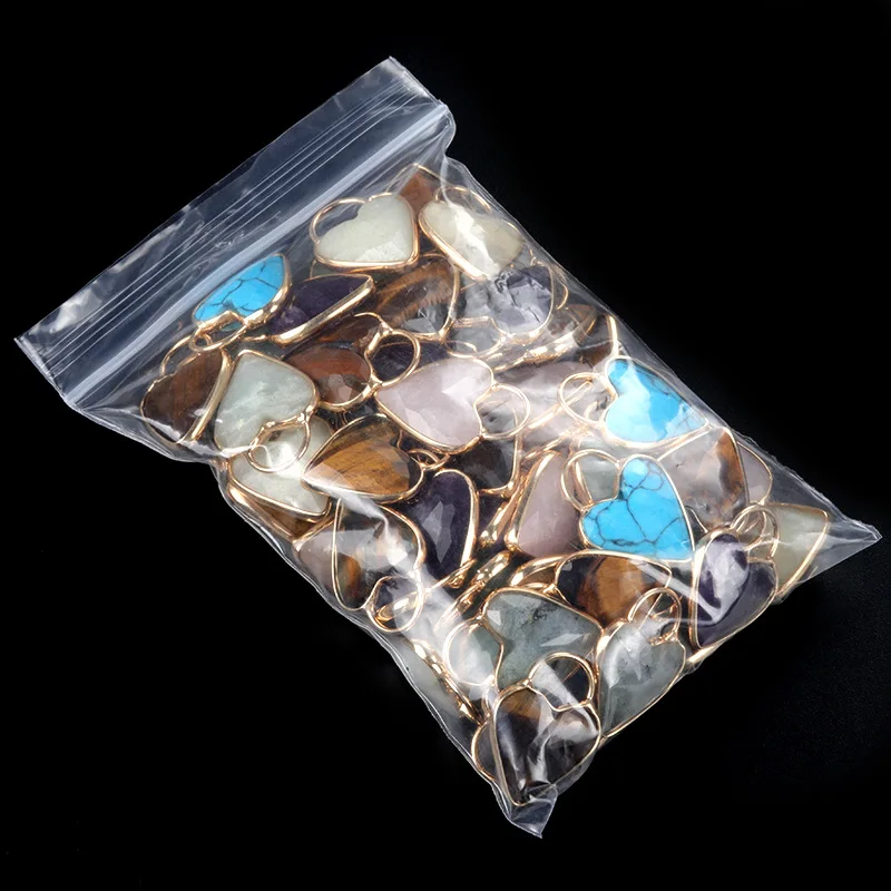 Hot Sale 18mm Crystal Heart Edge Pendant Jewelry Natural Crystal Heart Pendant DIY Heart-shaped Clavicle Necklace