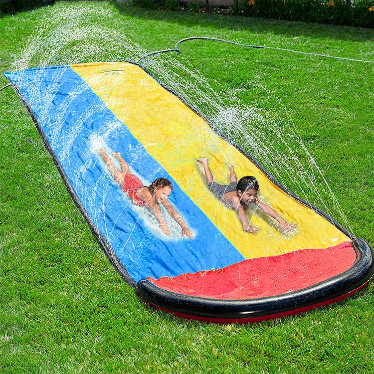 
Double Water Slide Inflatable Lawn Water Slip and Slide ummer Outdoor Water Toys Waterslide with Built in bilateral Sprinkler 