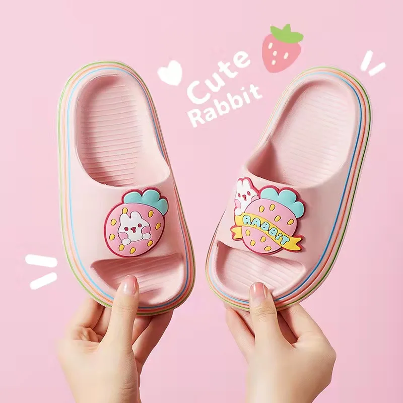 Summer Cute Rabbit 7 Different Cartoon Indoor Anti Slip EVA Slipper For Kids