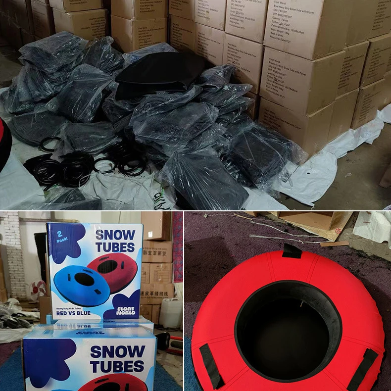 Heavy-Duty Portable Double Inflatable Sled, Camouflage Color Snow Tube with Shock Absorption Belt