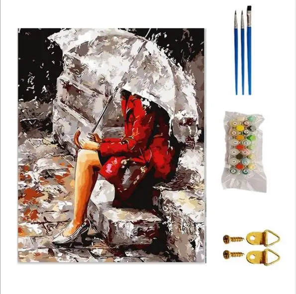 Girls digital painting colorings pictures by numbers with colors framed wall decor