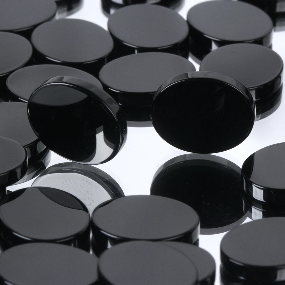 Factory Wholesale Price 6-20mm Double Side in Flat Round Shape Natural Black Onyx Gemstones