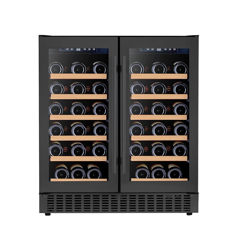180L 56 Bottles Wine Cooler Cabinet Fridge Built In Wine Cellar Compressor Cooling Dual Zone Wine Refrigerator