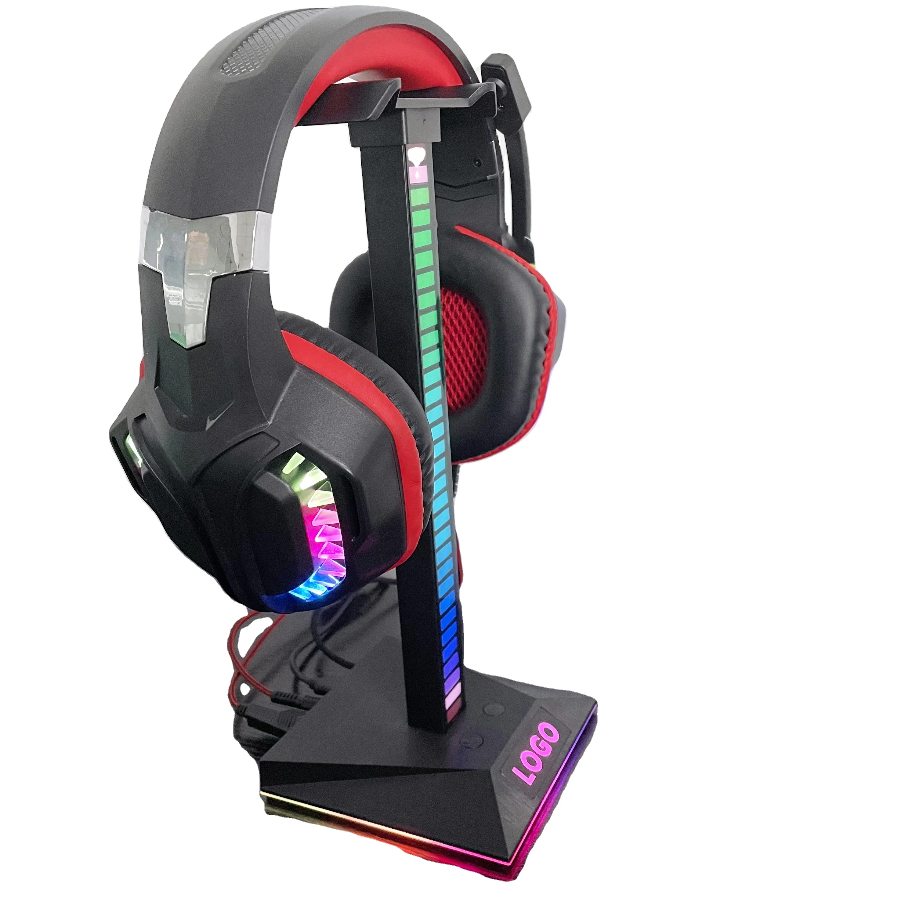 RGB multi-function earphone bracket has earphone hole and USB port. You can listen to music. Insert U disk for PC Game earphone