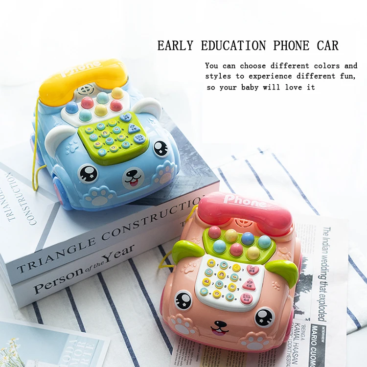 New Design Kids early educational story machine baby Cartoon Multi-function telephone bell Pull line phone plastic toys Cars