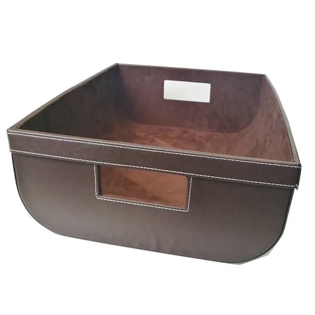 Ultra-Large Capacity Brown color PU leather storage box hard home storage box with handle for other things
