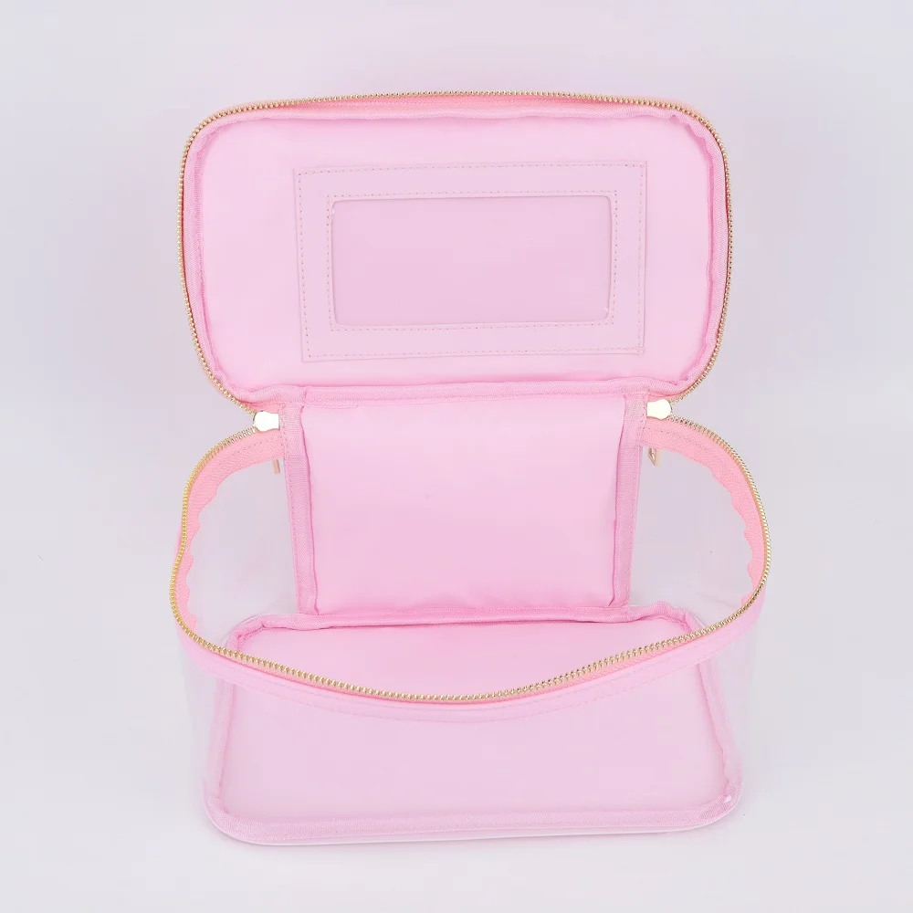 Large make up clear cosmetic waterproof travel transparent pvc hair nail accessories pouch beach organizer hang toiletry bag
