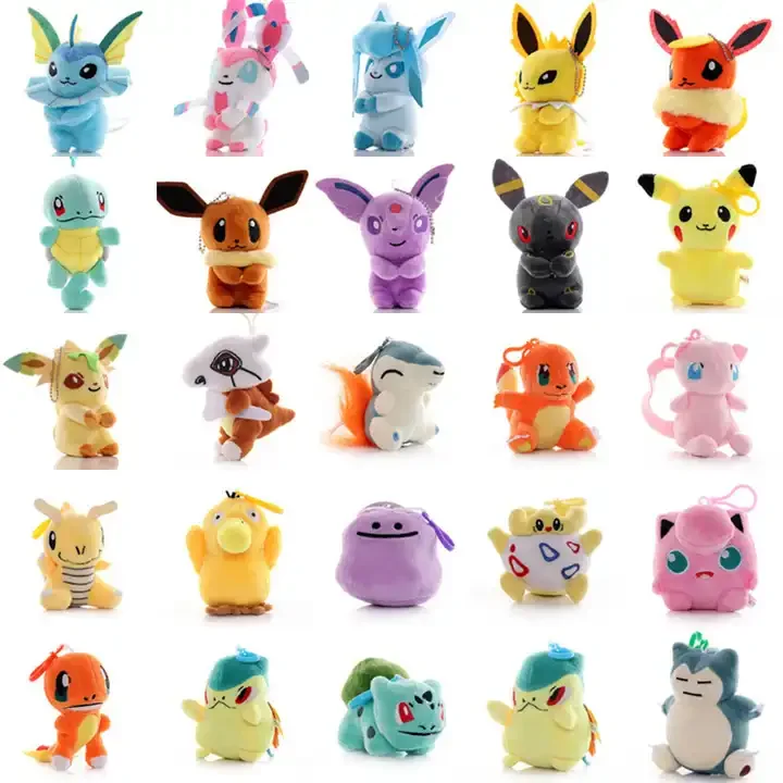 4inch Multi Colors Cute Soft Pokemoned Pendant Toy Pikach Plush Doll Kawaii Stuffed Toys Cartoon Schoolbag And Backpack Pendant