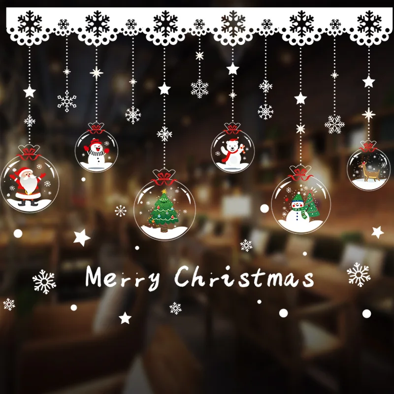 Christmas cottage glass window stickers pvc christmas