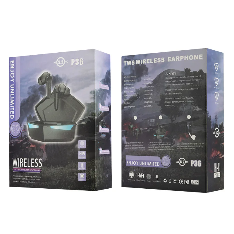 P36 Audifonos Touch 5.0 Blue tooth Wireless Earphones 3D Stereo Headphones Running Sport Gaming Headset TWS S4 Mini Earbuds