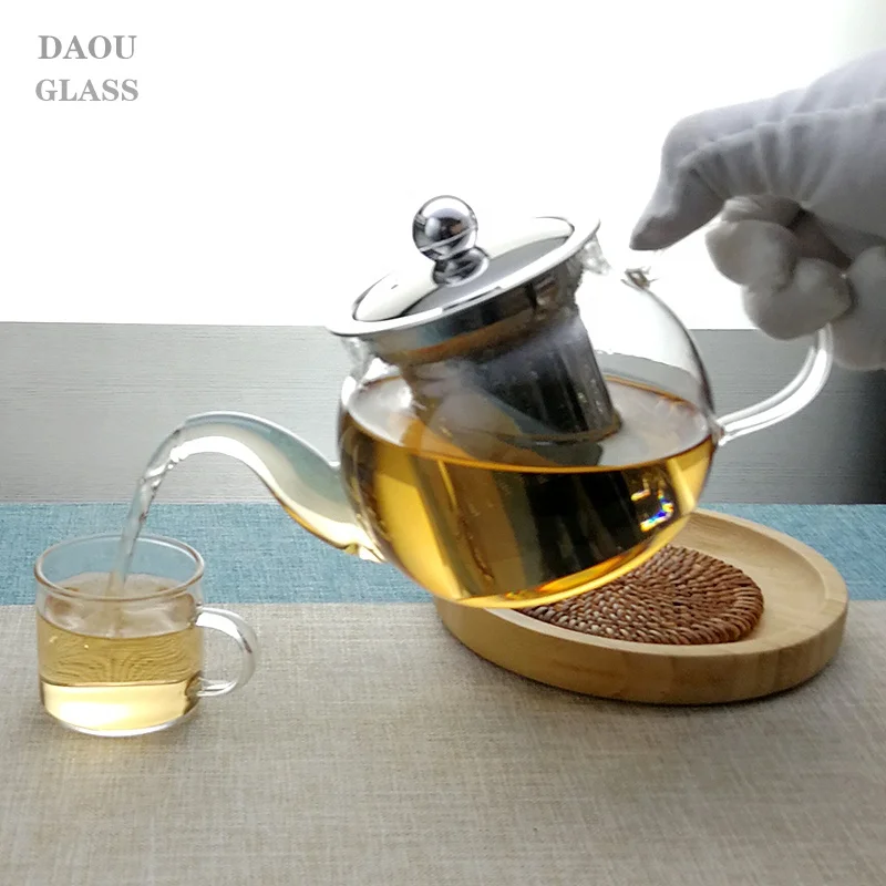 Factory supplier  21OZ high quality glass teapot with stainless steel strainer