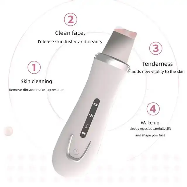 Professional face exfoliating device deep cleansing Electric ultrasonic facial skin scrubber