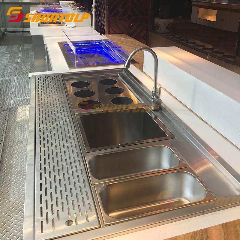 Luxury Commercial Refrigerated cabinet  Salad Showcase salad bar refrigerator modern hotel sushi buffet counter equipment design