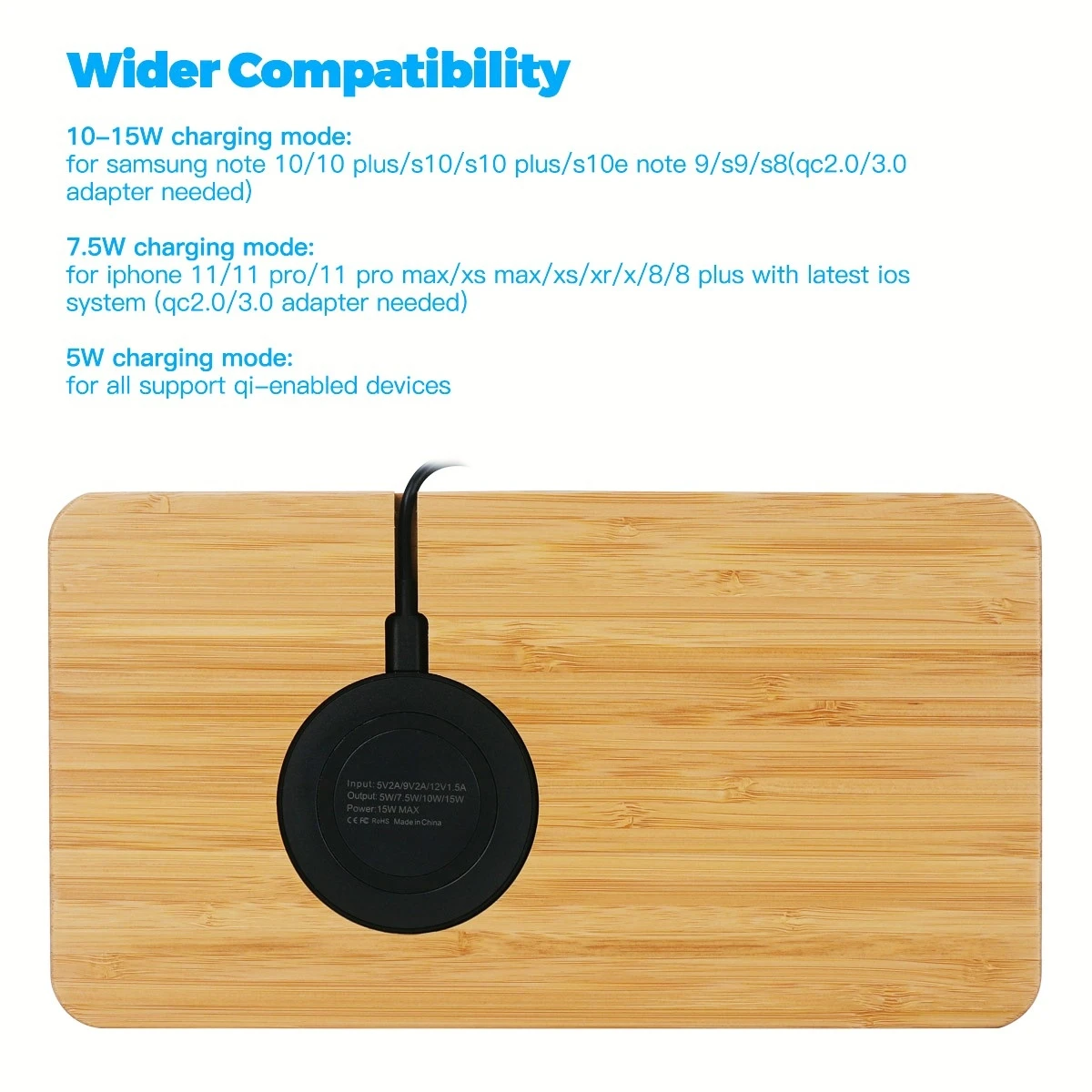 2021 Christmas daily use technology gifts set bamboo wireless charger for mobile phone for gift item