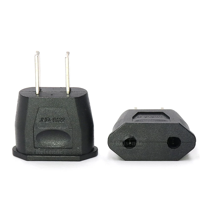 2 Flat American Standard Small Plug   Eu To Us Plug Power Adapter Converter Electrical Socket Outlet
