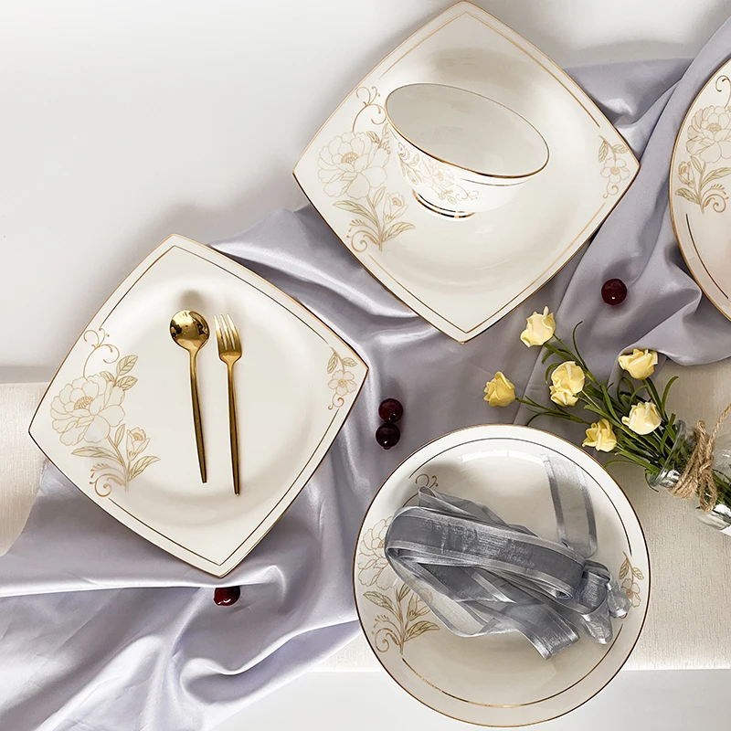 2022 hot sale crockery set tableware ceramic fine bone china dinnerware sets tableware luxury porcelain