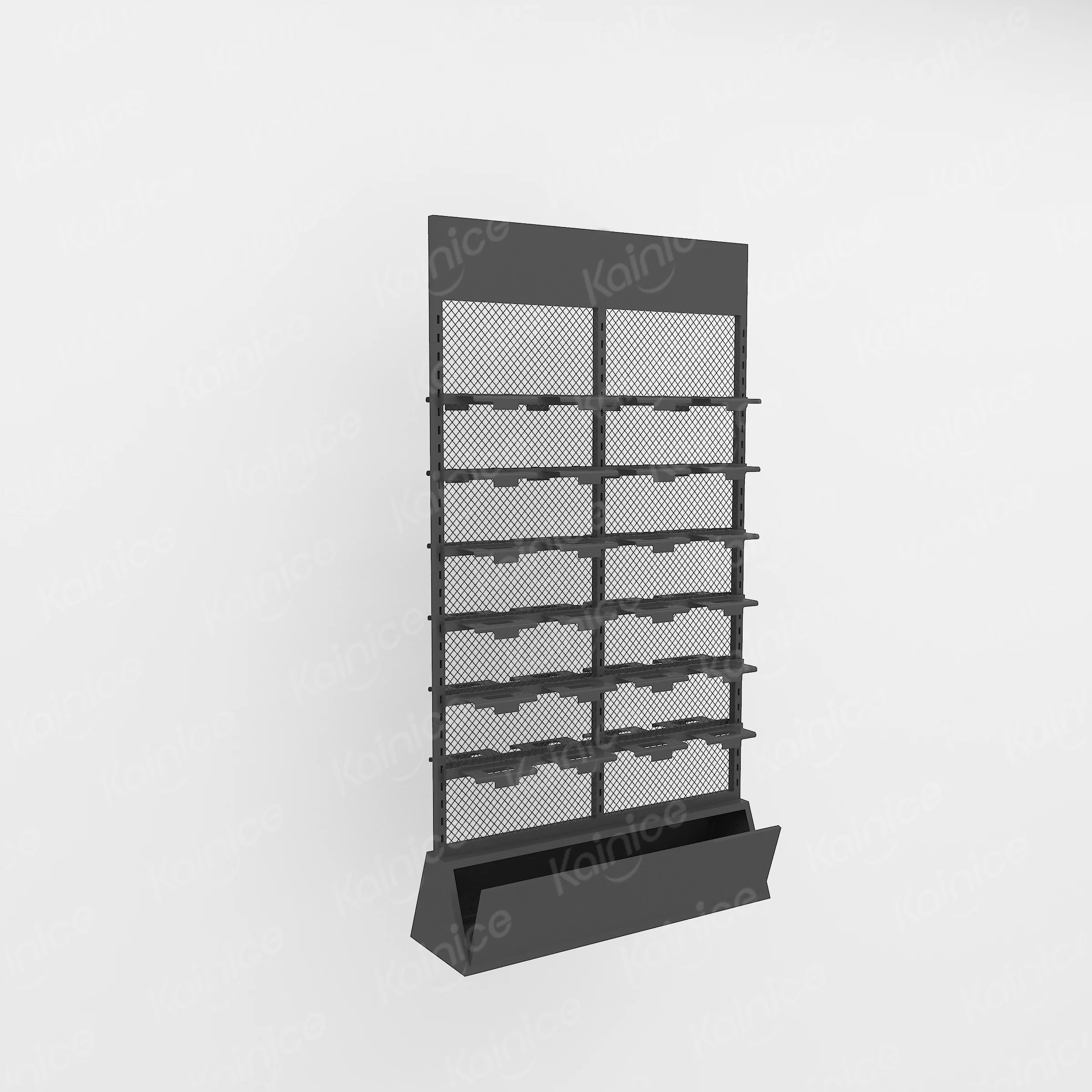 Kainice Customized sport display rack shoe rack metal mesh double sided stand sneaker gondola rack for shoes store