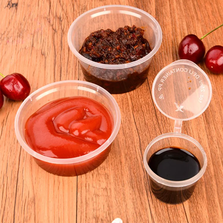 2 унции, Маленькая прозрачная одноразовая пластиковая чашка для приправ/соуса с откидной крышкой