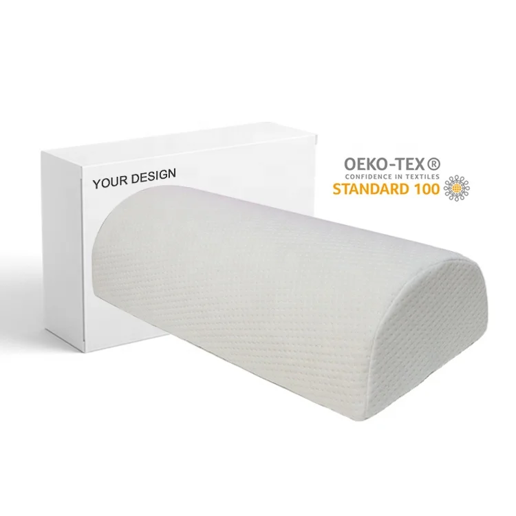OEKO-TEX Customized White Orthopedic Back Head Knee Leg Support Pain Relief Memory Foam Half Moon Bolster Pillow