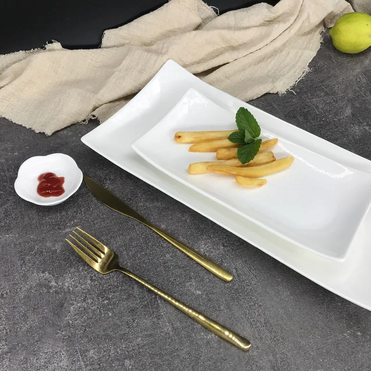 manufacturer cheap price rectangle restaurant hotel ceramic plate set rectangle serving tray plate