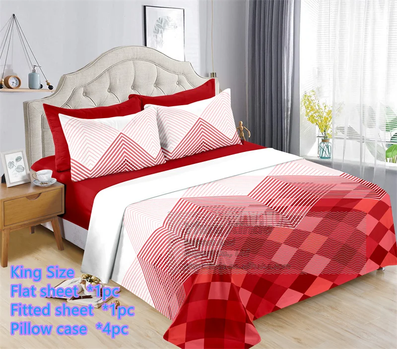 Soft microfiber 100 polyester king size 6 pcs bed sheet set floral printed fitted sheet bedding sheet in stock ready to ship