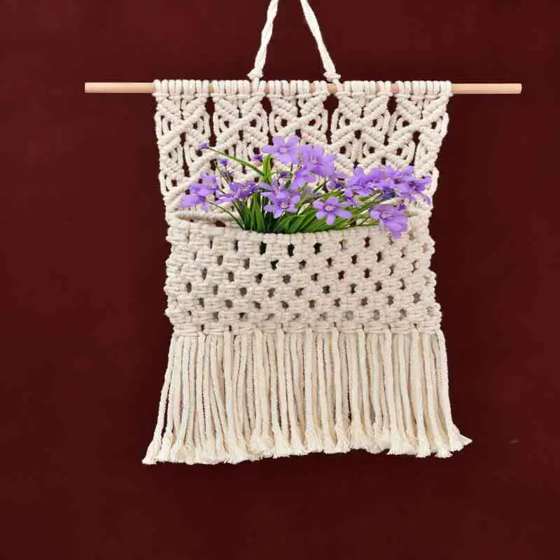 Flower pot holders hand-woven cotton rope hanging basket decorative garden hand-woven cotton tapestry
