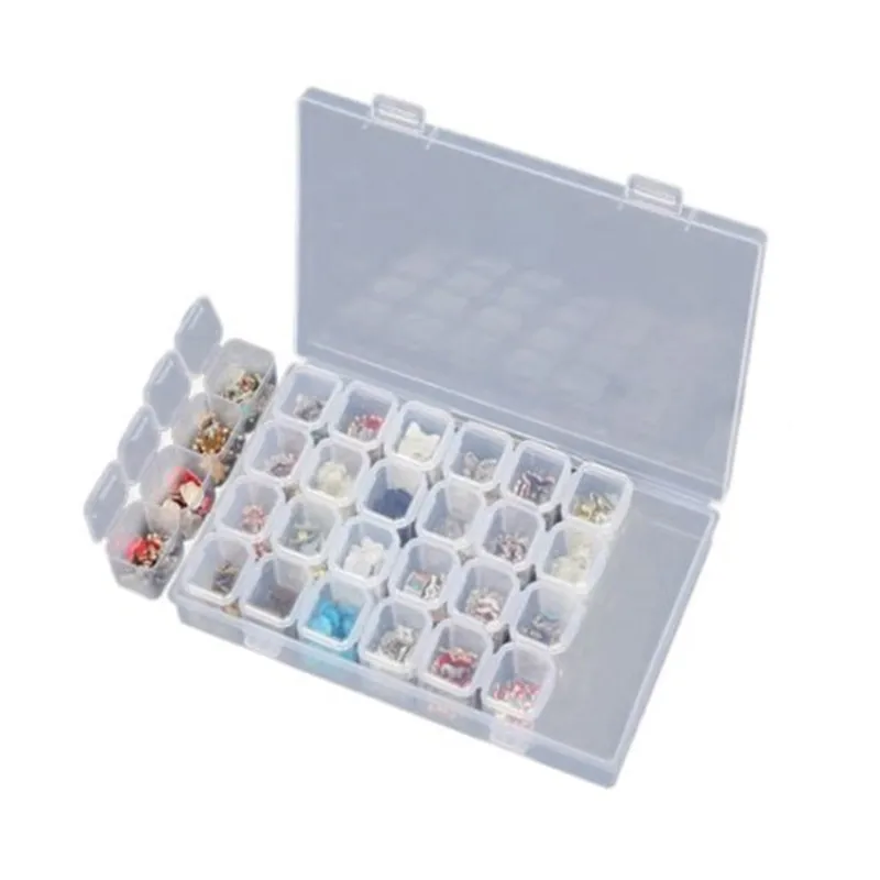 28 Grids Plastic Storage Box Jewelry Nail Tool Storage Detachable Transparent Box Diamond Painting Accessories Clear Plastic Box