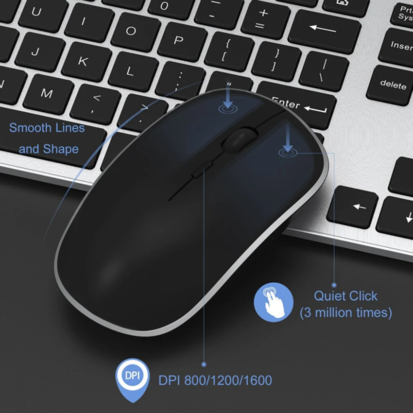 2020 New Design Ergonomic Scissor AZERTY Layout Clavier 2.4G Wireless French Keyboard Mouse Combo