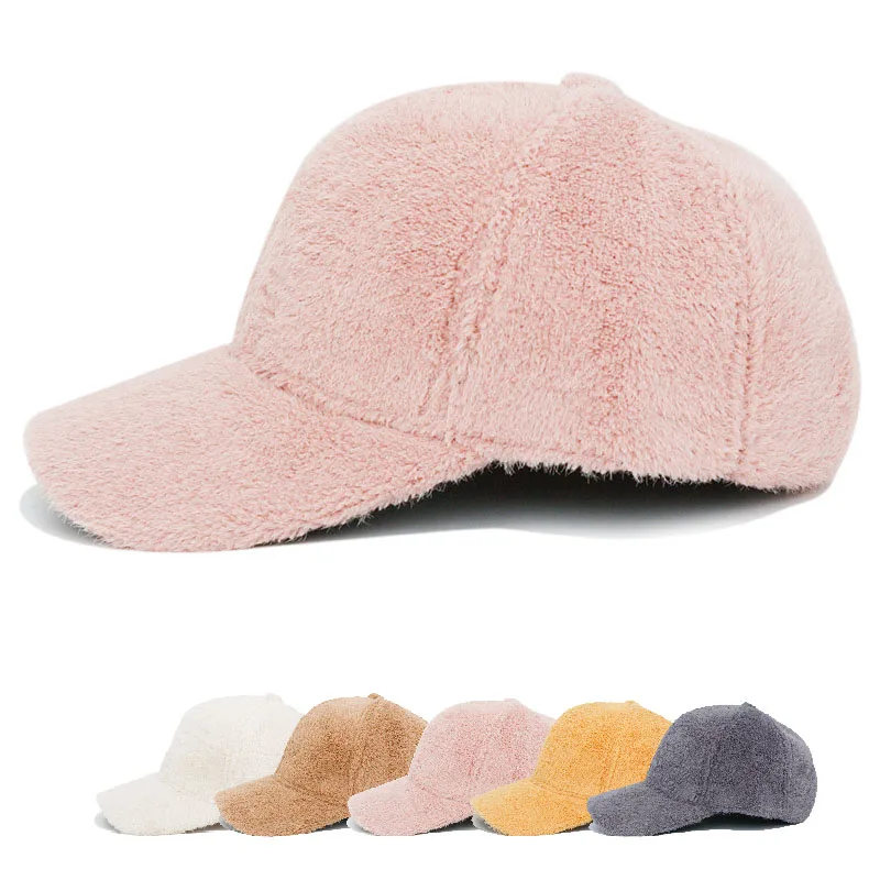 Bulk Wholesale 6 Plain Colors Unisex Woman Winter Hat Luxury Autumn Winter Beanies Adult Woman Warm Rabbit Fur Hat