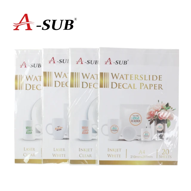 A-SUB Laser clear A4 Watersilde Decal Transfer Printing Paper for Ceramic Glass