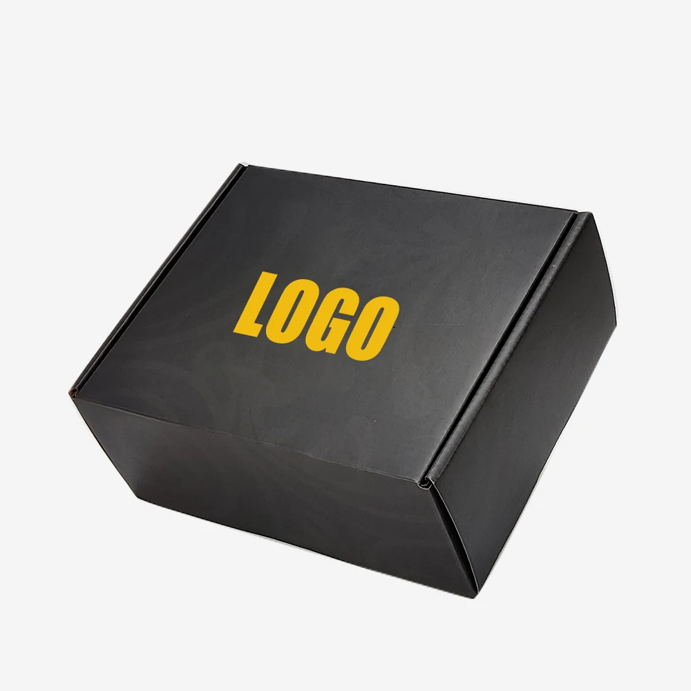 Printing Packaging Black Corrugated Kraft Cardboard Mailer Shipping Boxes Carton Box Custom Logo Gift Apparel Paper Recyclable