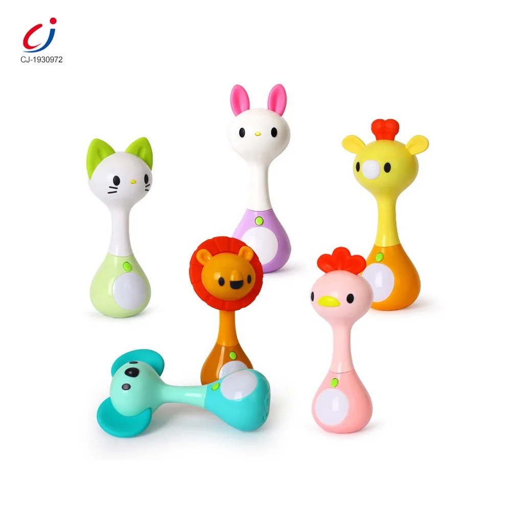 Educational plastic musical mini animal shape rattle toys for baby