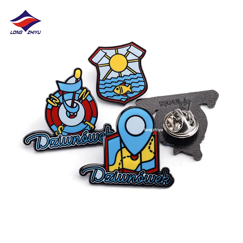 Longzhiyu 17 years metal craft manufacturer custom soft hard enamel pins wholesale anime character metal logo pins lapel