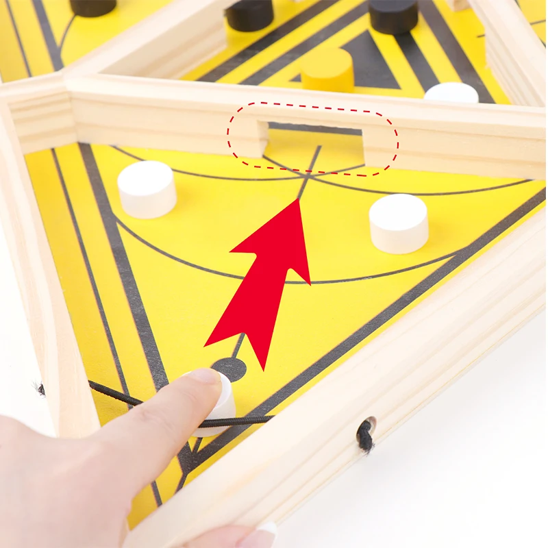Wooden 3 player Sling Puck Game Factory party board game for kids Fast Table Desktop Battle Game