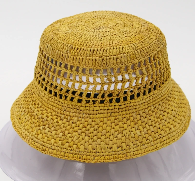 ND032  Handmade Raffia Straw Hat Body Wide  Brim Bodies Outdoor Beach Sombrero Hats Summer Sun Cap
