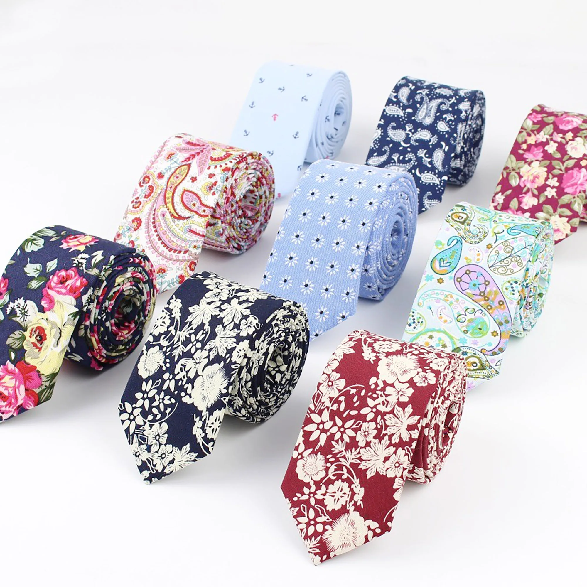 Хлопковый галстук с цветочным принтом пейсли, мужская мода, узкий галстук 6 см, повседневный галстук для свадебной вечеринки, подарок