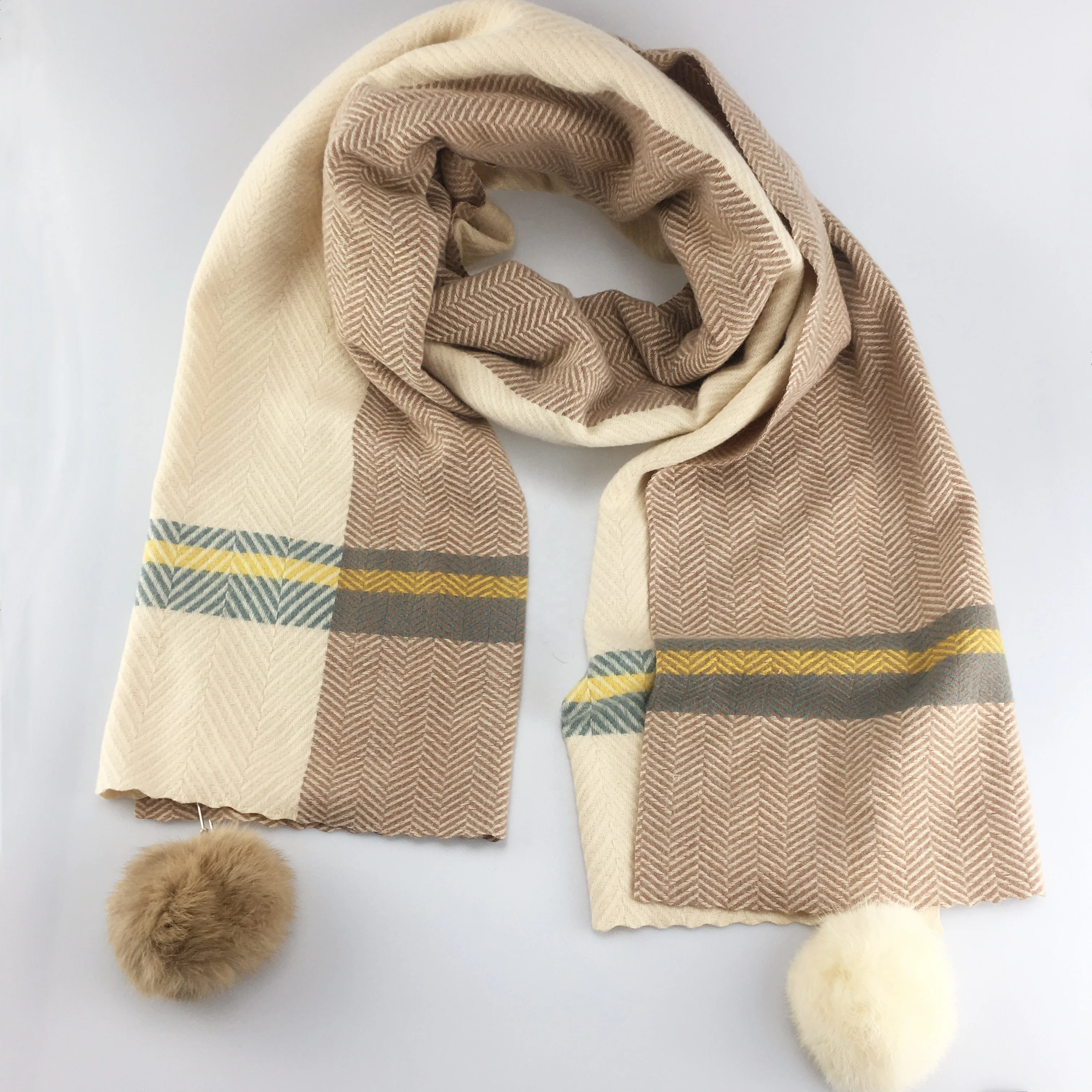 2024 New arrival Ladies Soft Plush Pompom Scarves Shawls Wholesale Winter Warm Women Korean fashion female Scarf For Girls
