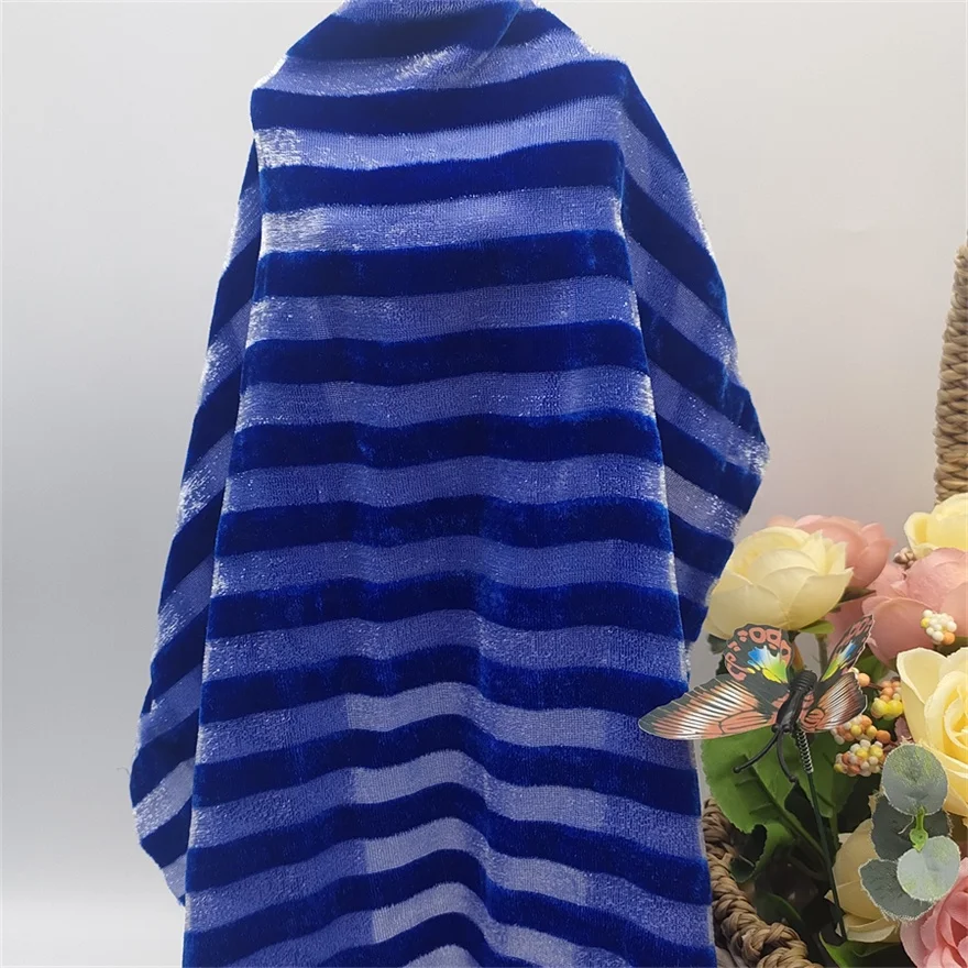 New Design Jacquard Lurex Brocade Somali Dirac Stripe Burnout Silk Velvet Fabric Metallic Lurex Chiffon Jacquard