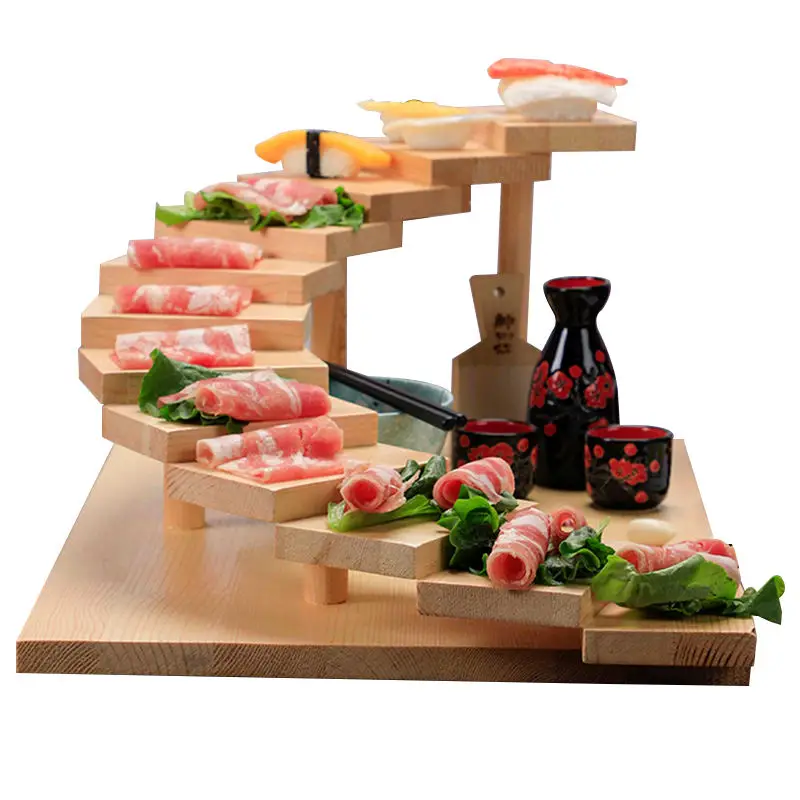 Japanese cuisine Twelve-step sushi plate Wooden barbecue hot pot tableware barbecue plate