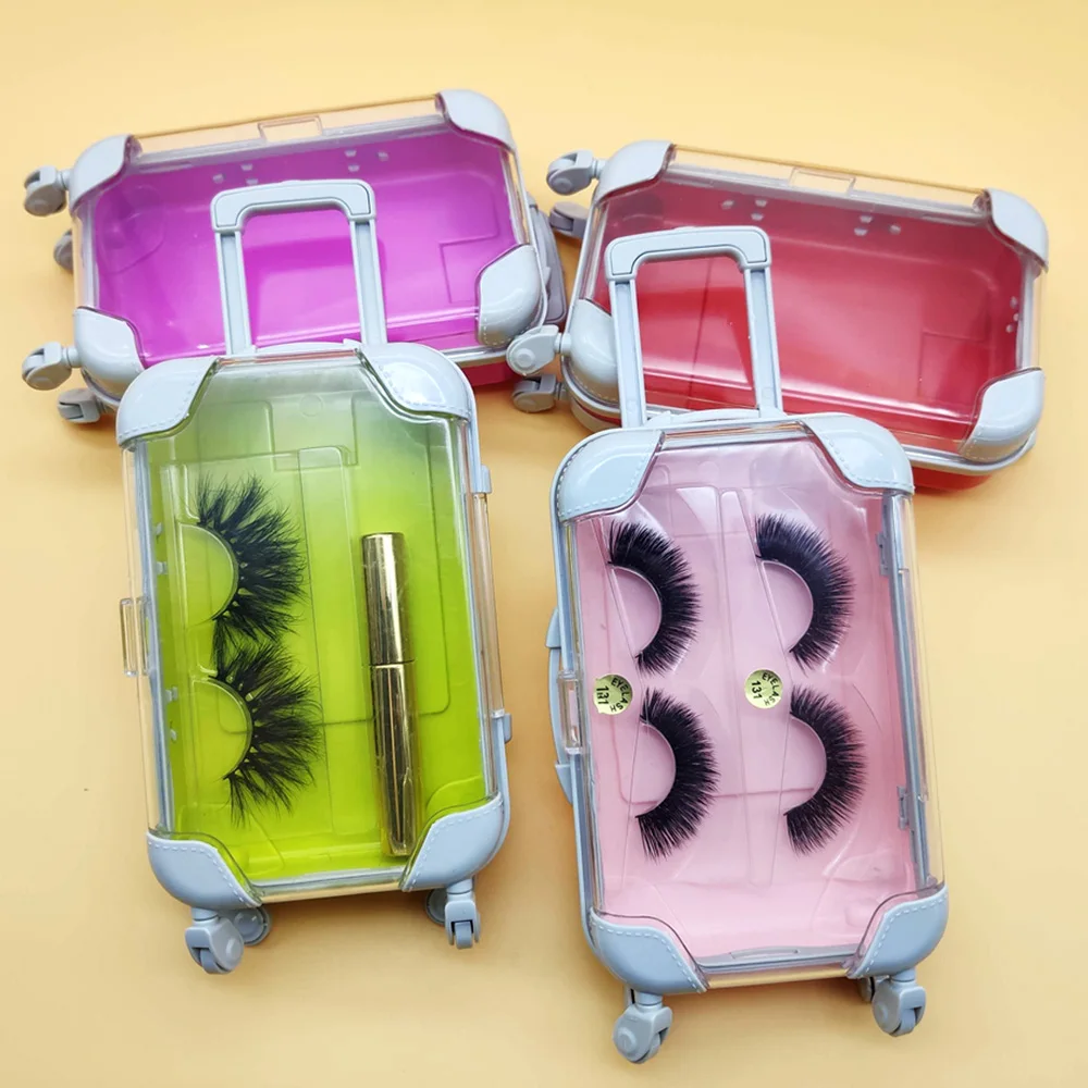2021 Новые поступления оптом ресницы 25 мм норковые накладные ресницы поставщики Индивидуальный Мини чемодан упаковка для ресниц