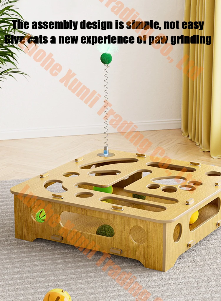 Curated Wooden Cat Maze Game: Combines Furniture Elements, Creates a Warm Pet Space