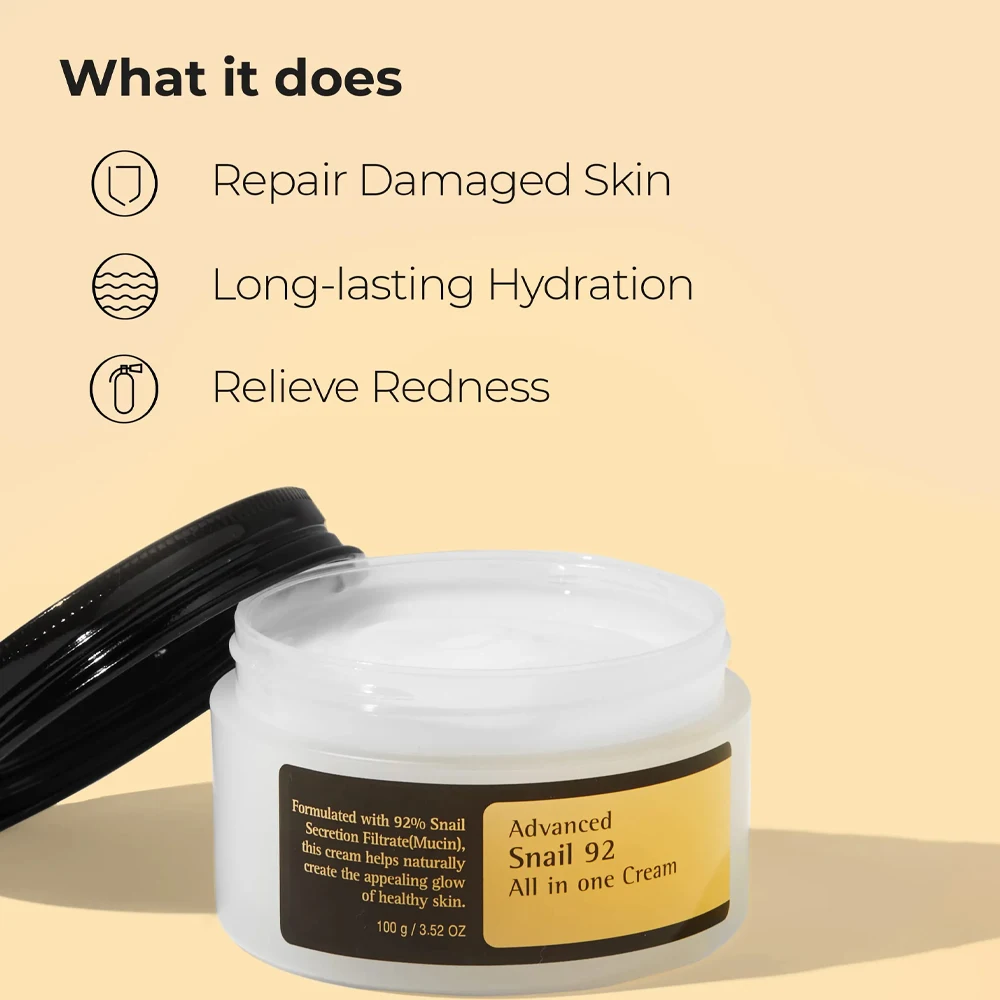 Korean Advanced Snail Cream Repair And Soothes Red Sensitized Skin Fcae Moisturizing Anti Aging Acne Snail Mucin Facial Cream