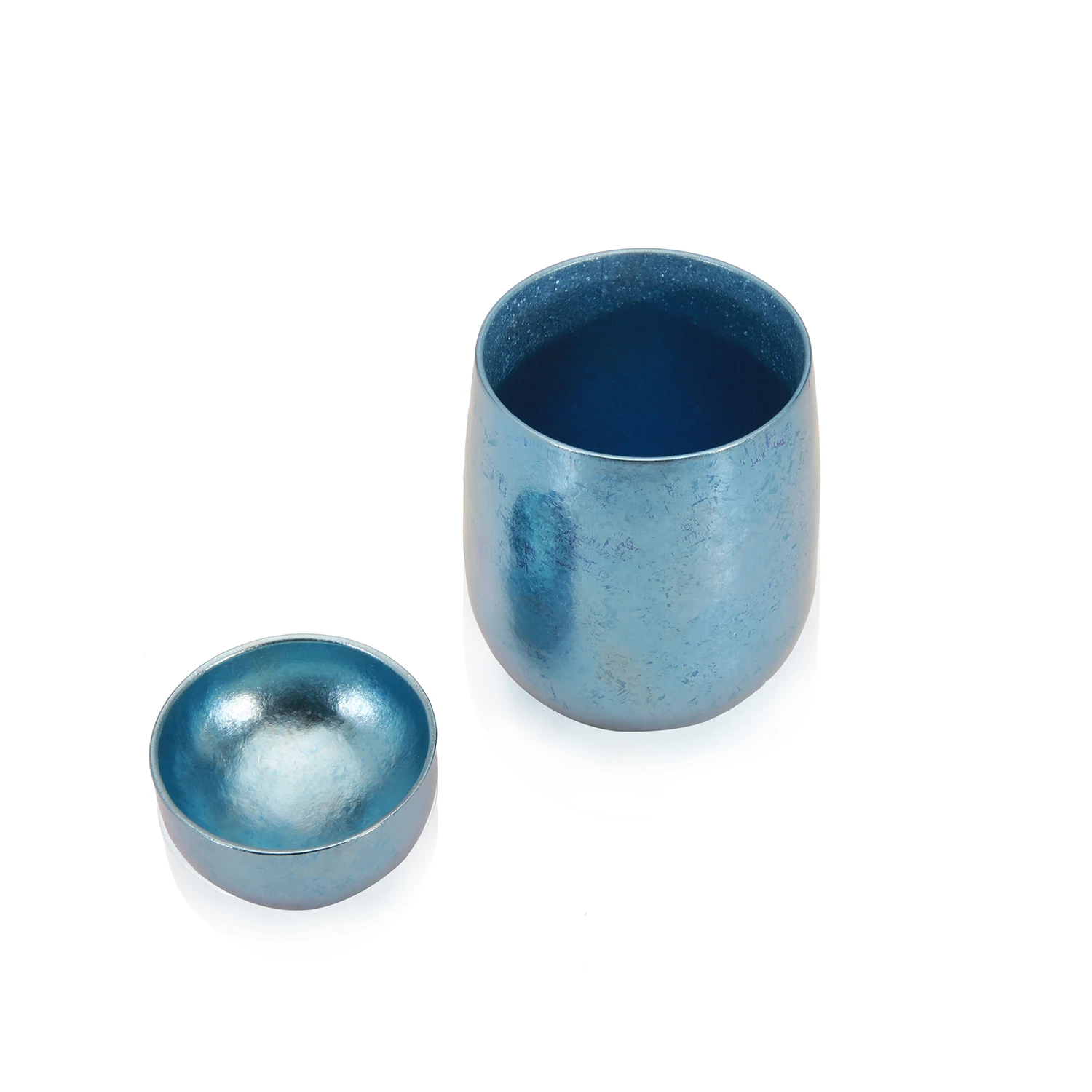 Customized Logo Blue Camping Bowl Ultralight Titanium Cup Mini Titanium Tableware Cup